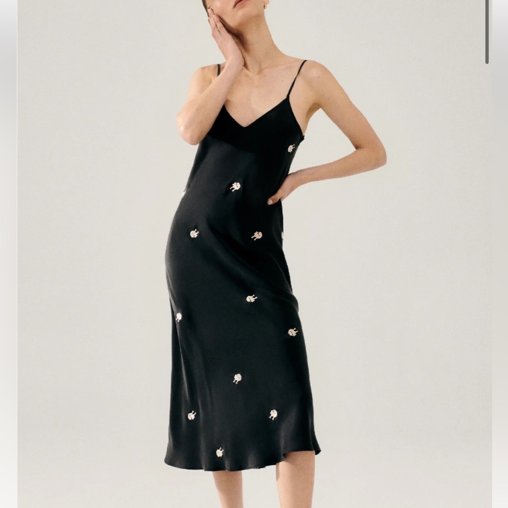 Silk Laundry embroidered slip dress